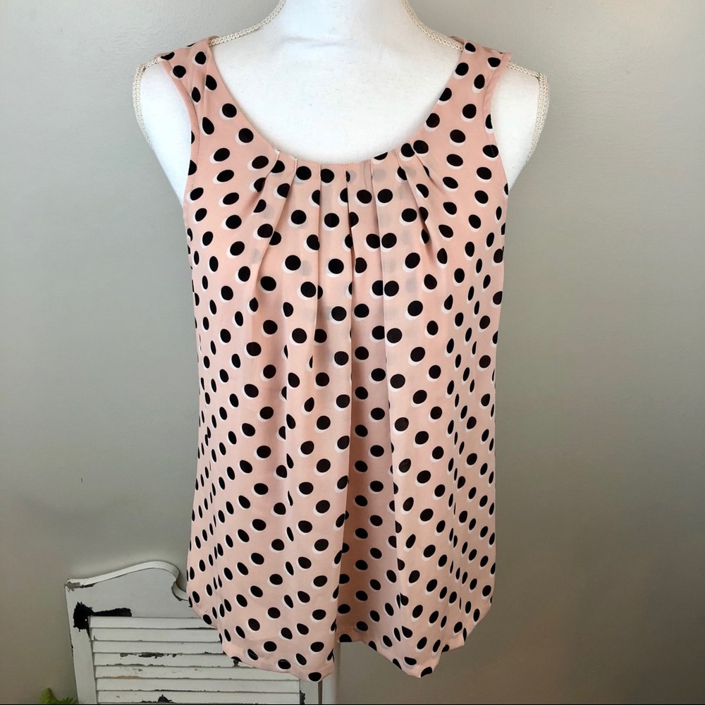 3 for $15!  Elle Blush Pink Polka Dot Top SMALL